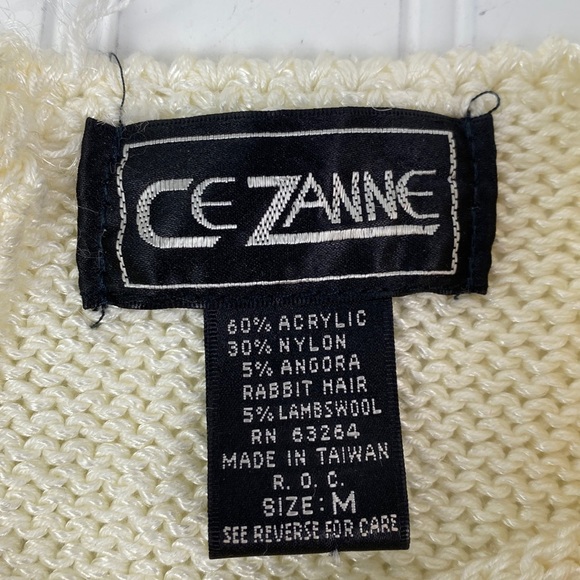 CeZanne Vintage 80s angora blend sweater in cream and brown M - Picture 4 of 11
